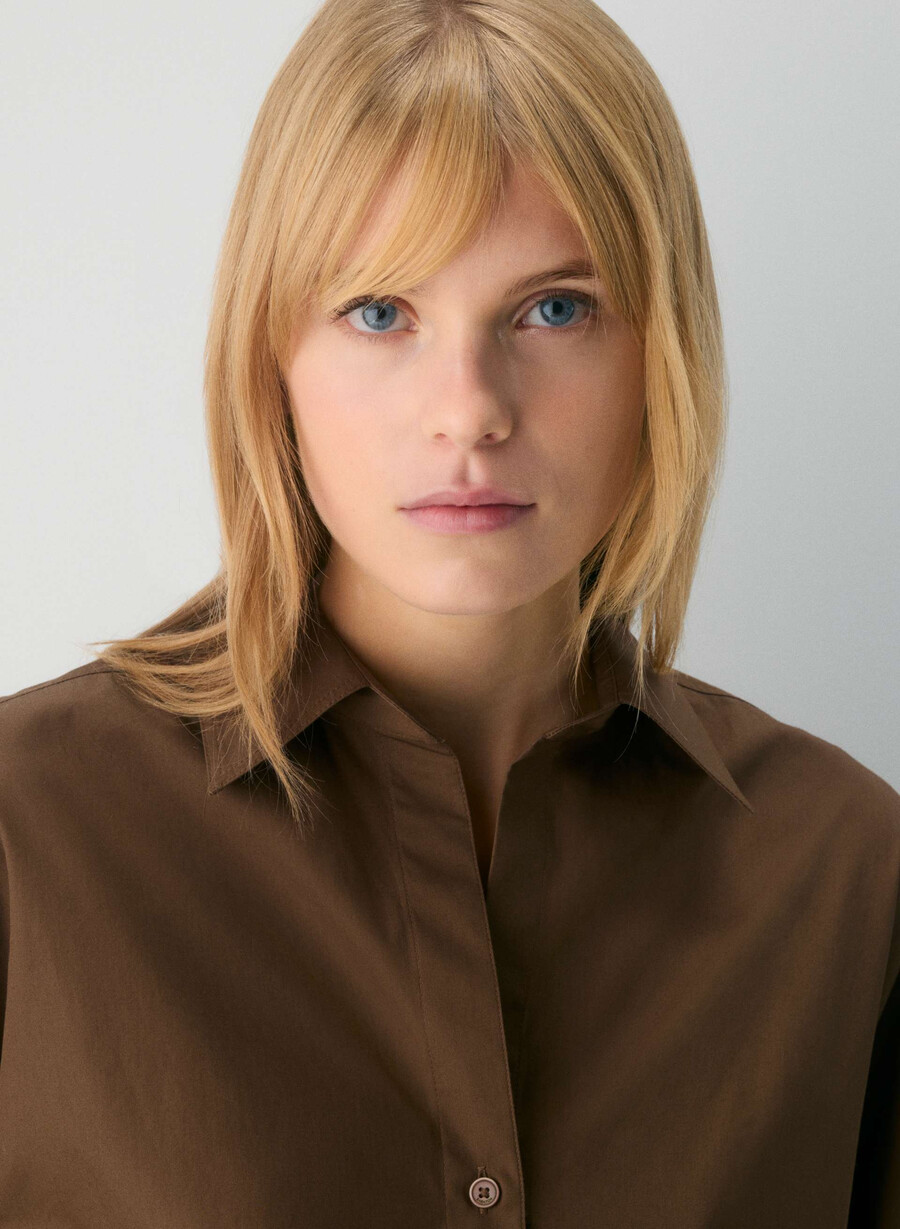camicia in popeline darchivio cello brown