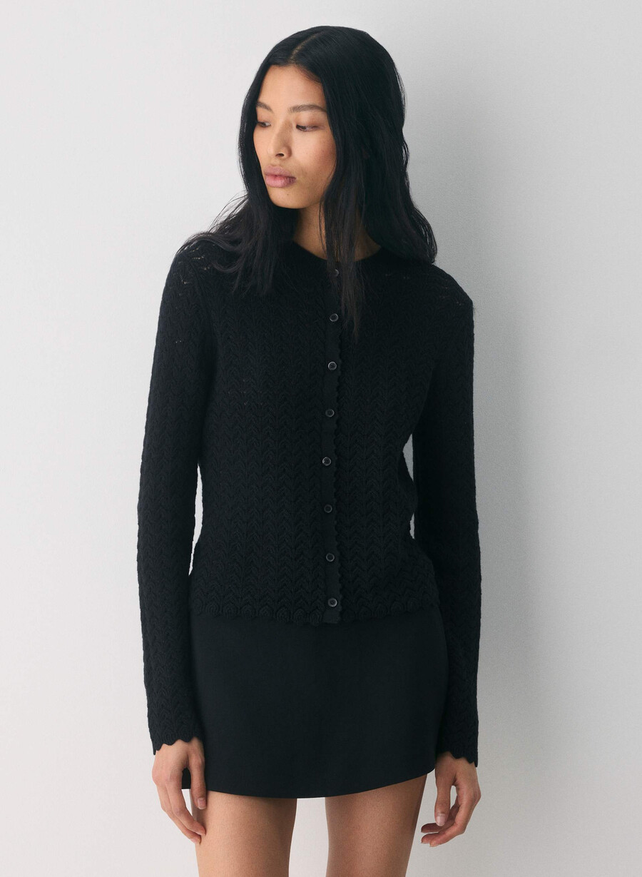 cardigan cotton charm prelusion nero