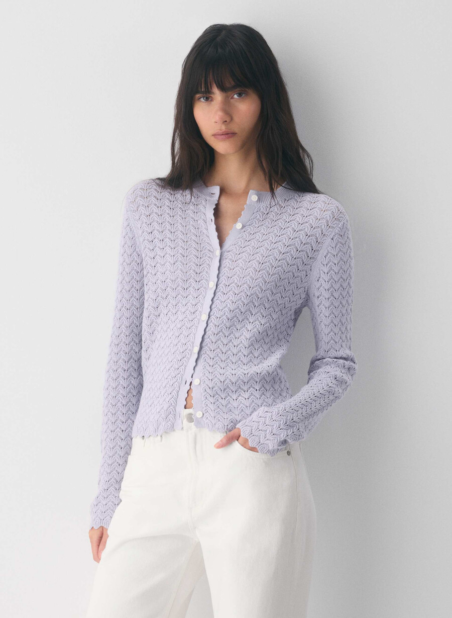 cardigan cotton charm prelusion lilla fiori di campo