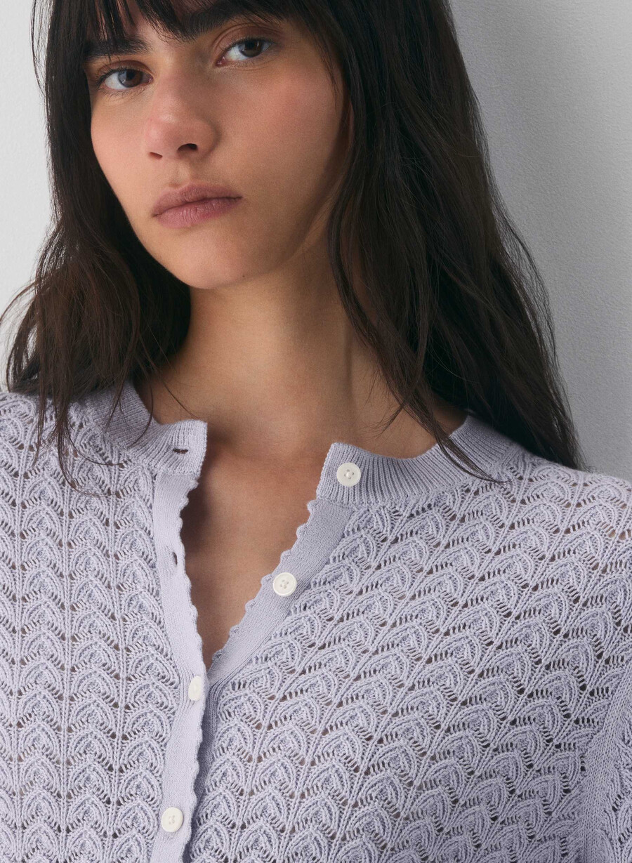 cardigan cotton charm prelusion lilla fiori di campo