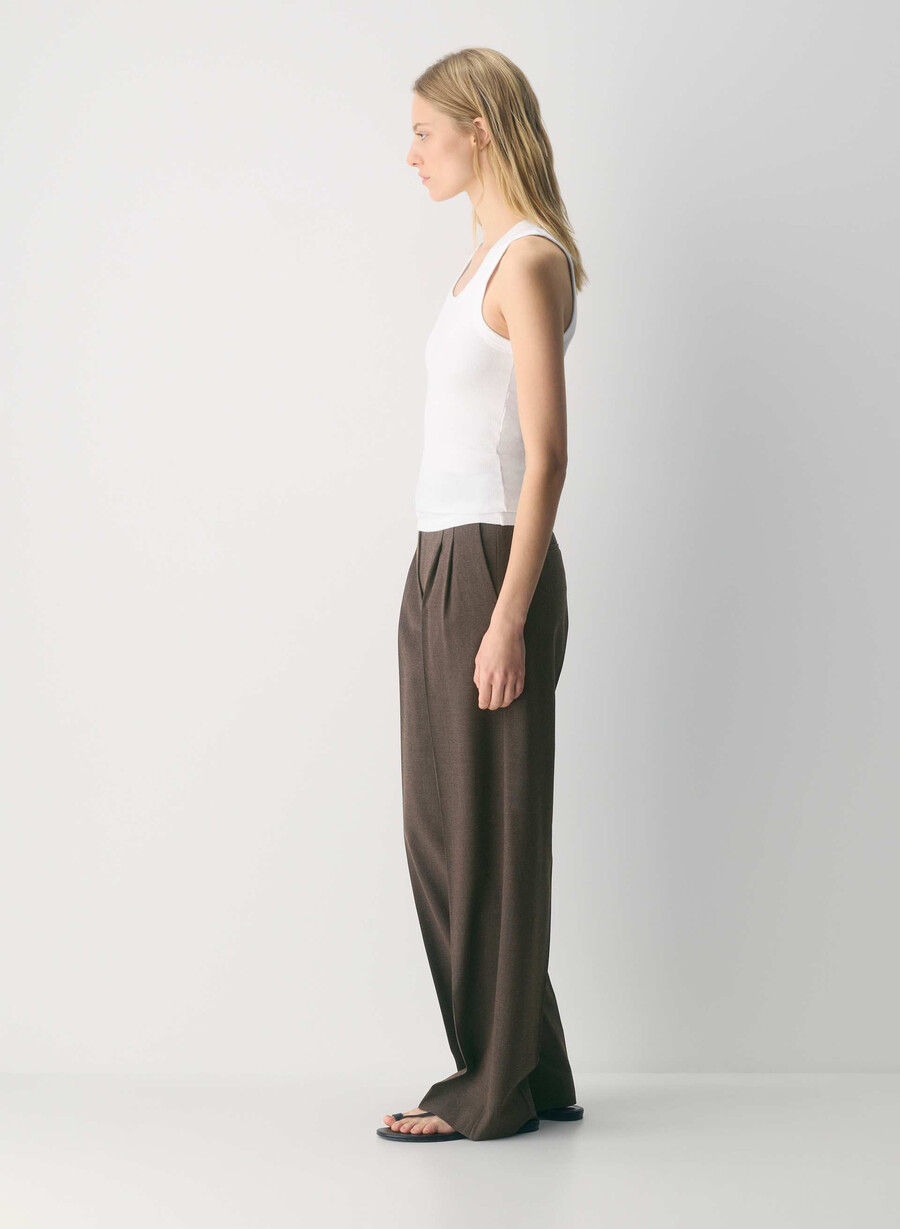 the effortless pant wool heather rich mocha brn