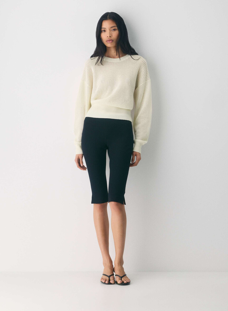 maglione in lana e cashmere a tema betulla chiara