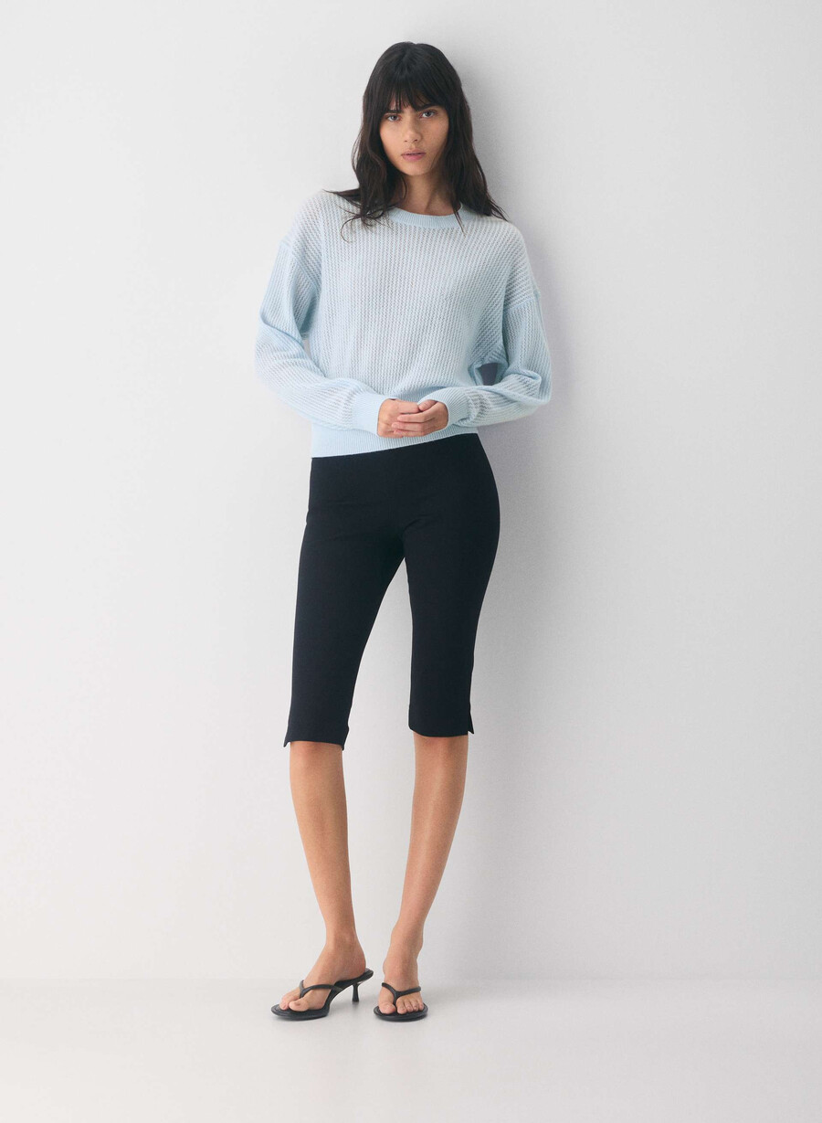 maglione in lana e cashmere a tema villa blue