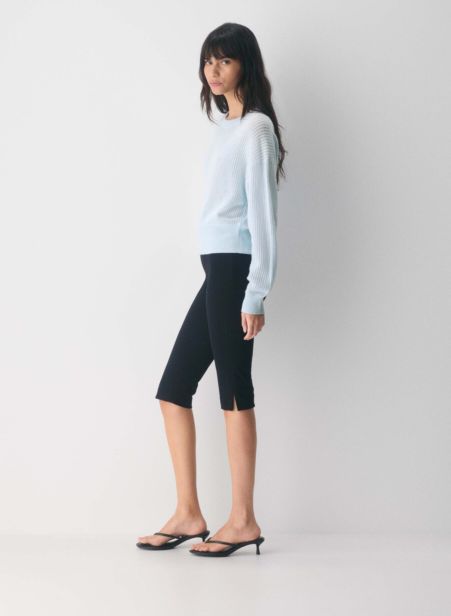 maglione in lana e cashmere a tema villa blue