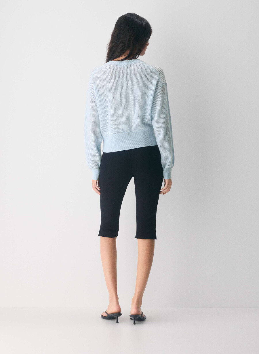 maglione in lana e cashmere a tema villa blue