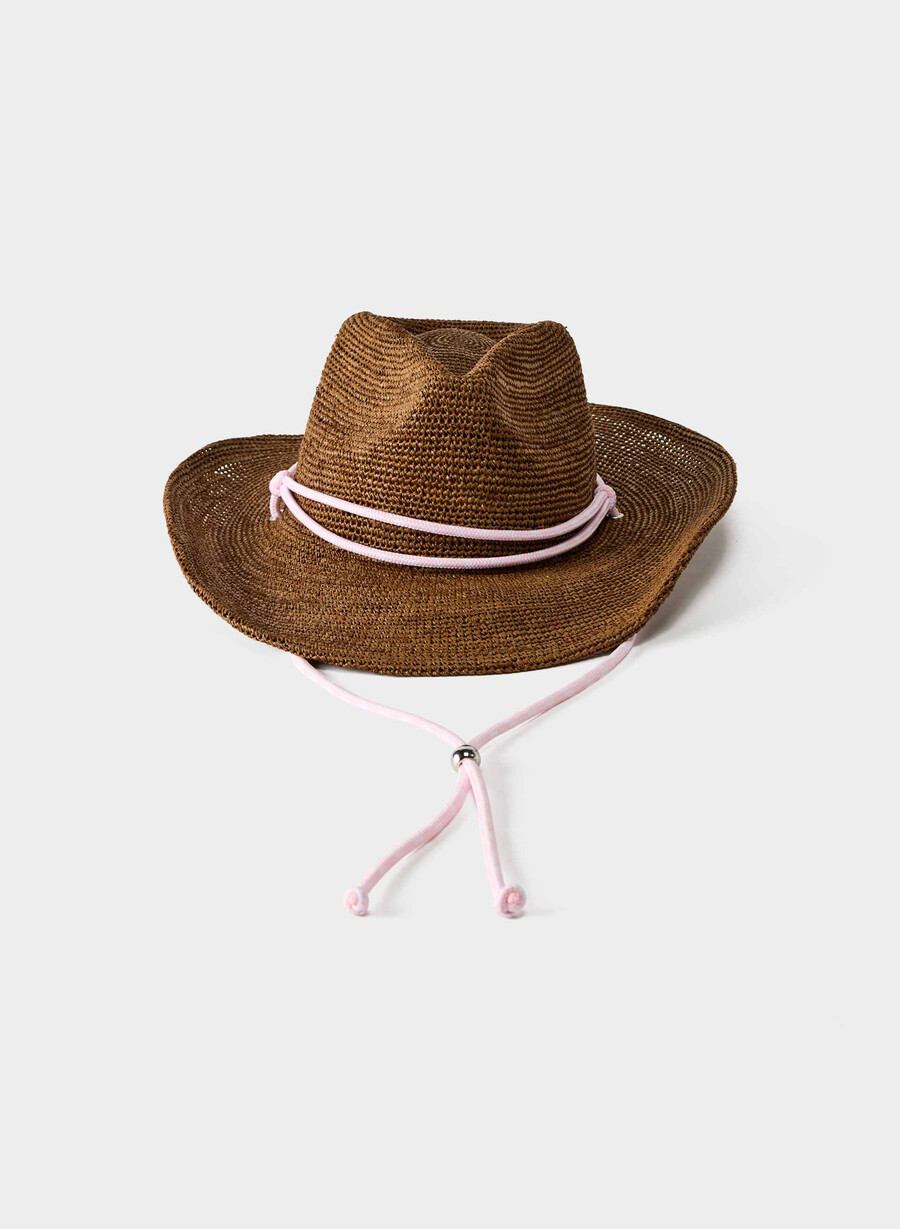 cappello da cowboy con cinturino in rafia lasso rich camelvilla pink