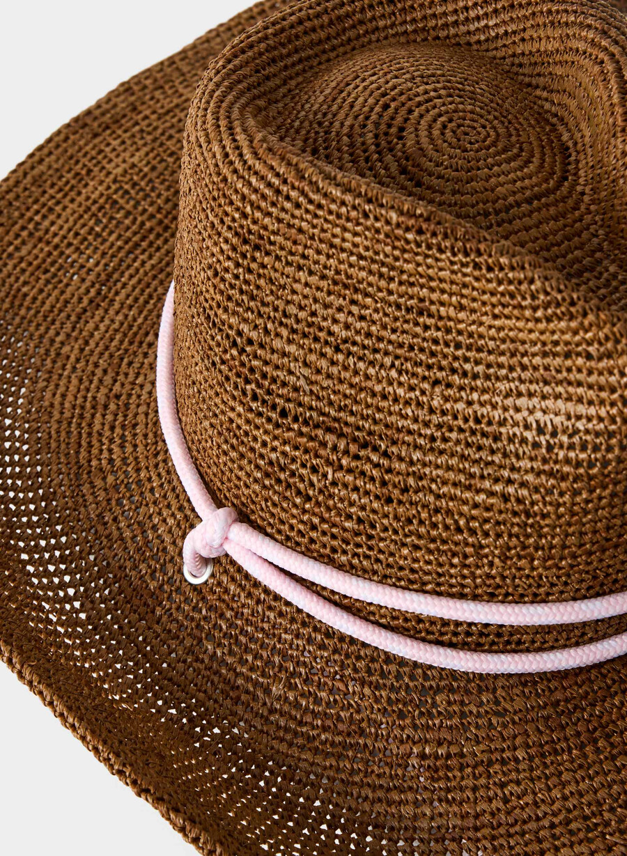 cappello da cowboy con cinturino in rafia lasso rich camelvilla pink