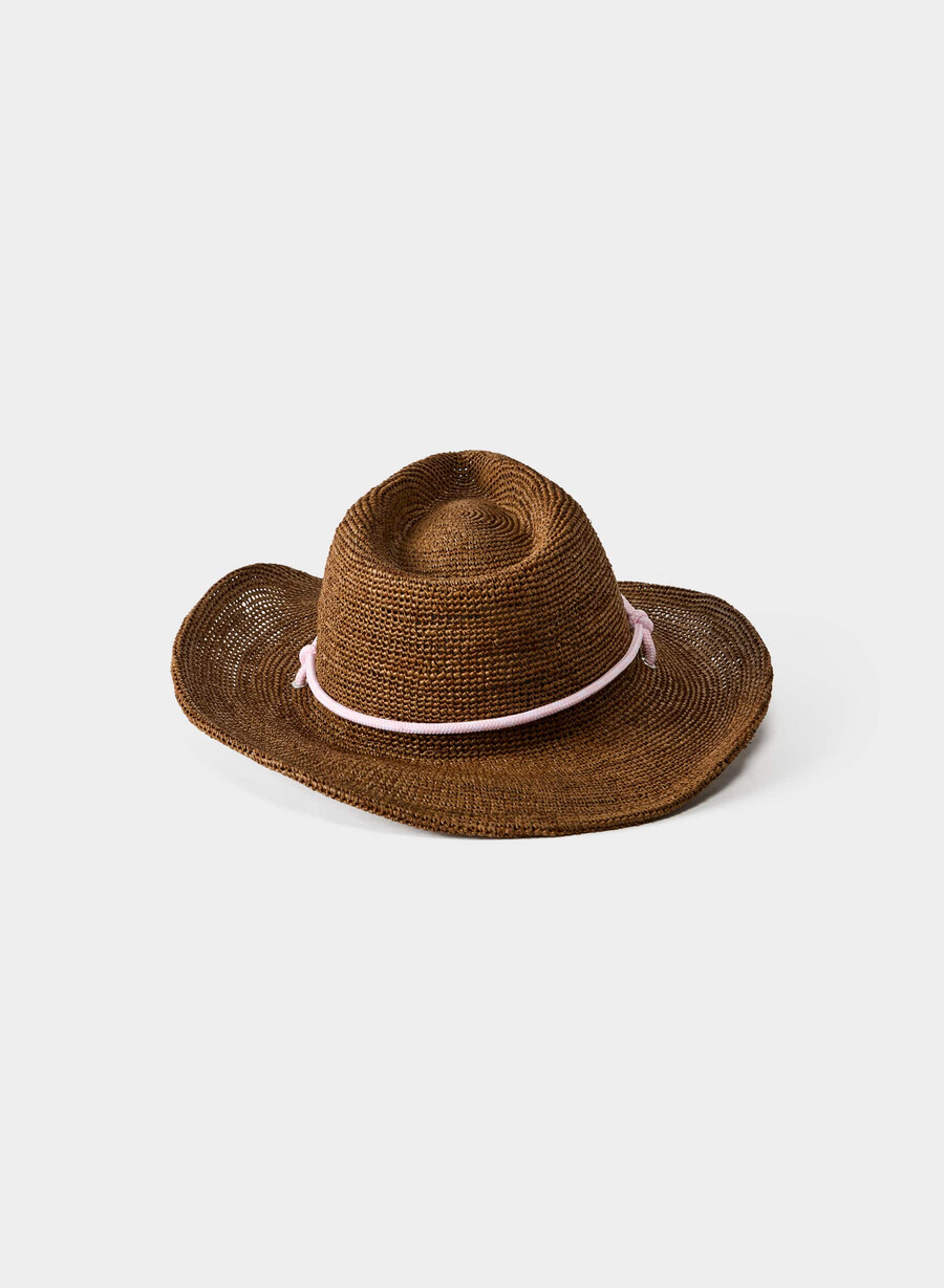 cappello da cowboy con cinturino in rafia lasso rich camelvilla pink