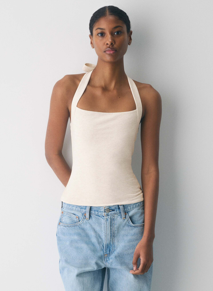 top con scollo allamericana casual contour optimum heather light oatmea