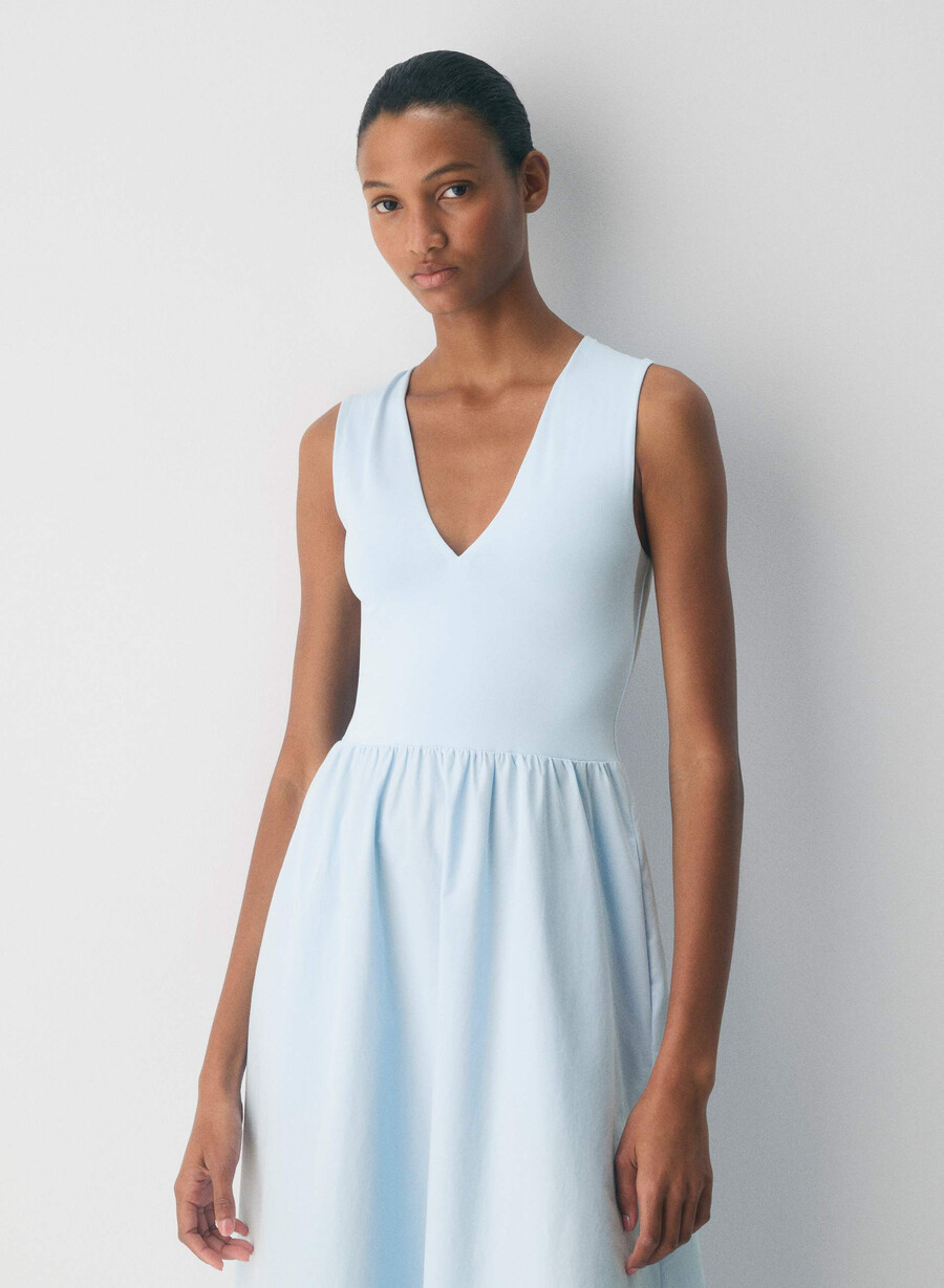 locale popeline dress villa blue