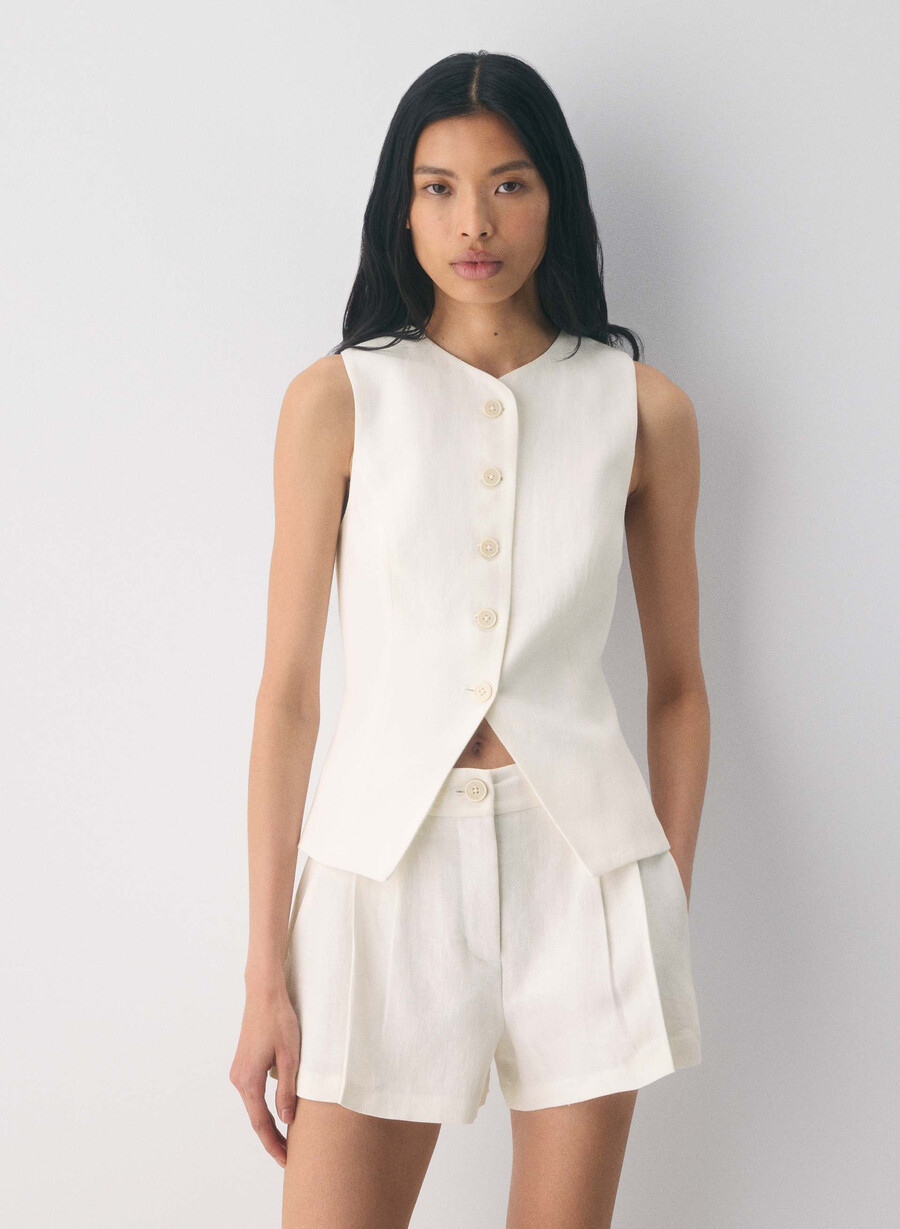cruiselinen regal vest ecru scuro non tinto