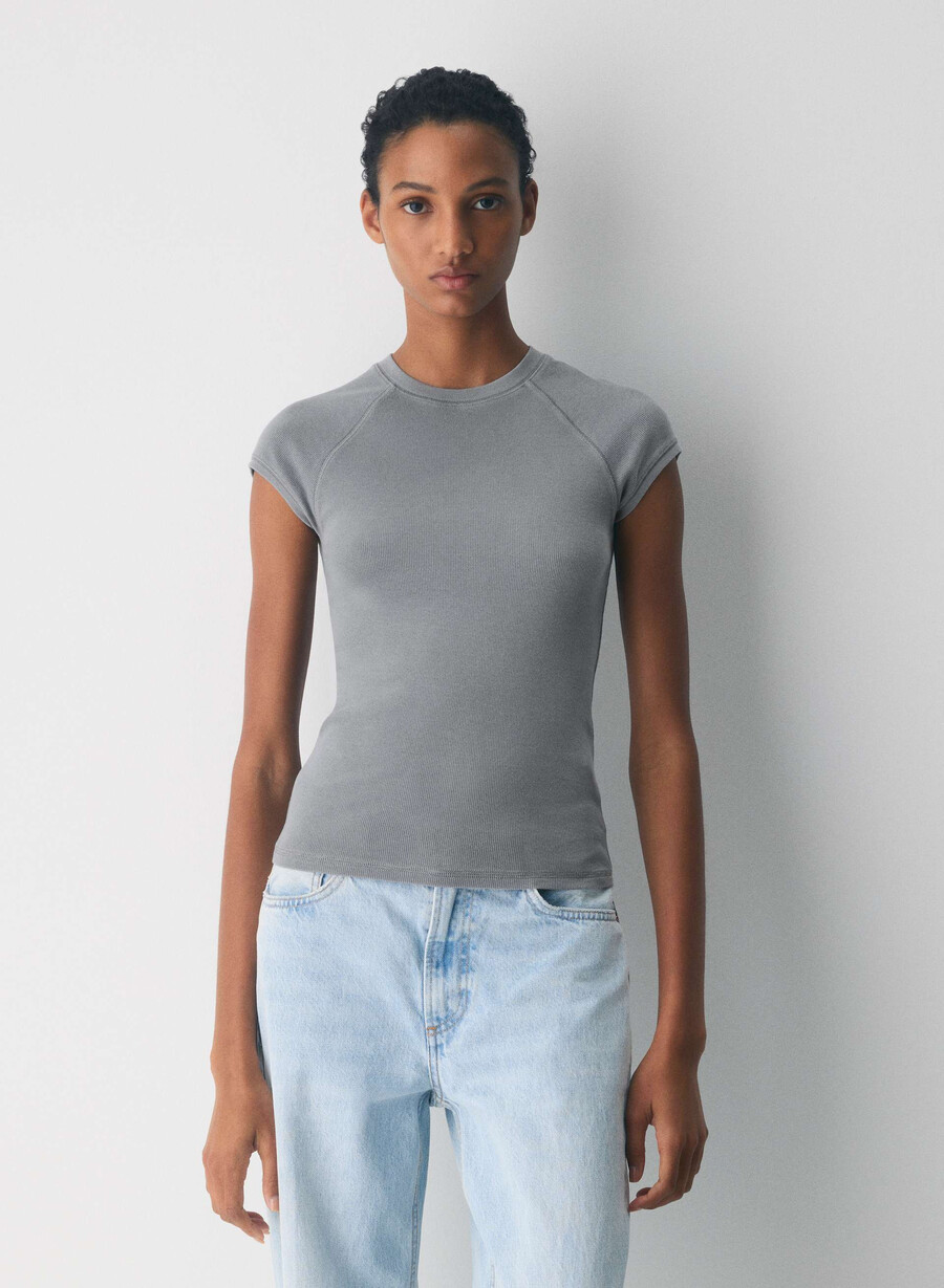 t-shirt homestretch rib cassette con maniche a cappuccio vintage rvrtstn grigio