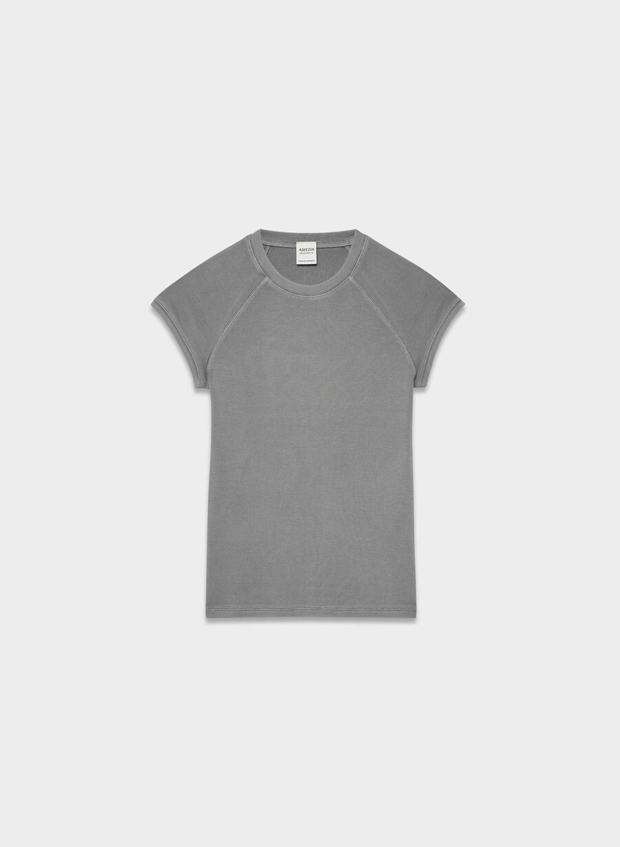 t-shirt homestretch rib cassette con maniche a cappuccio vintage rvrtstn grigio