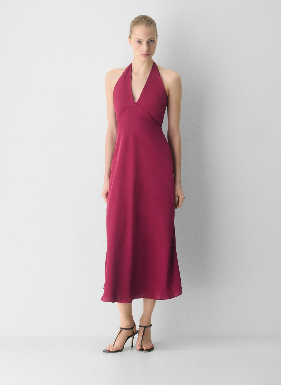 abito con scollo allamericana in raso nightscape juicy rose