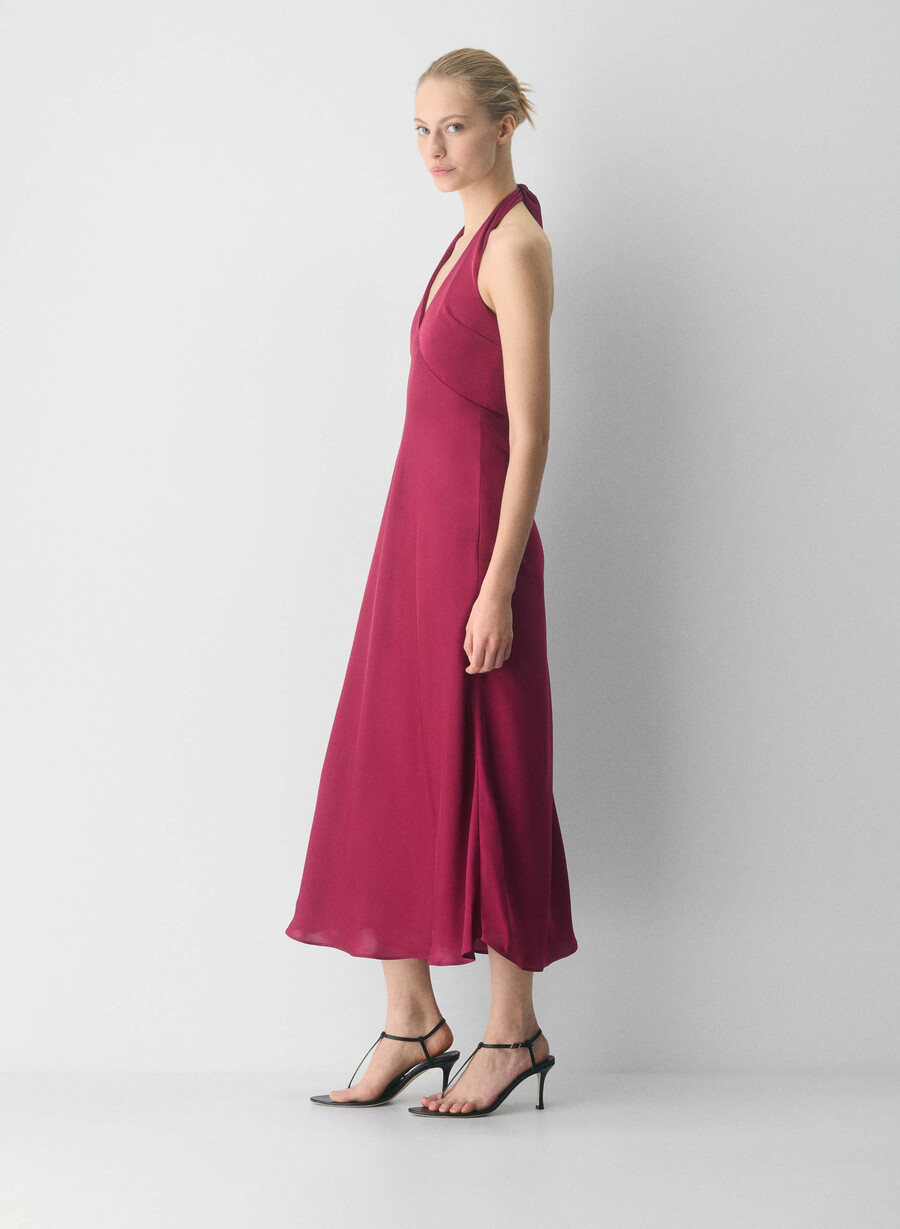 abito con scollo allamericana in raso nightscape juicy rose