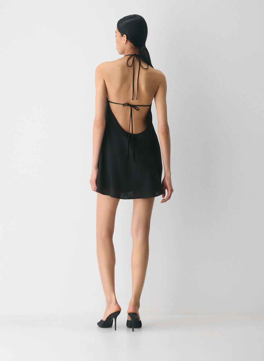 abito con scollo allamericana in raso euphoria nero