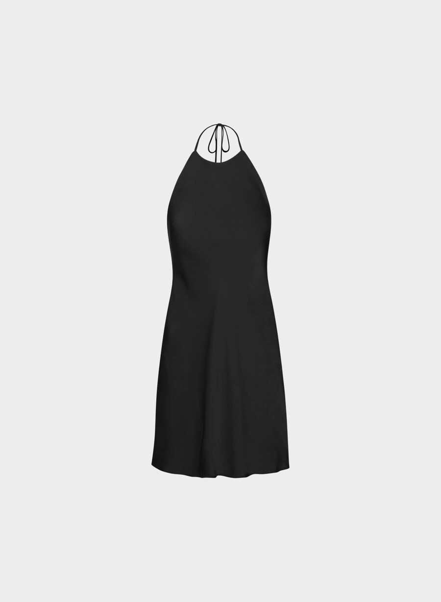 abito con scollo allamericana in raso euphoria nero