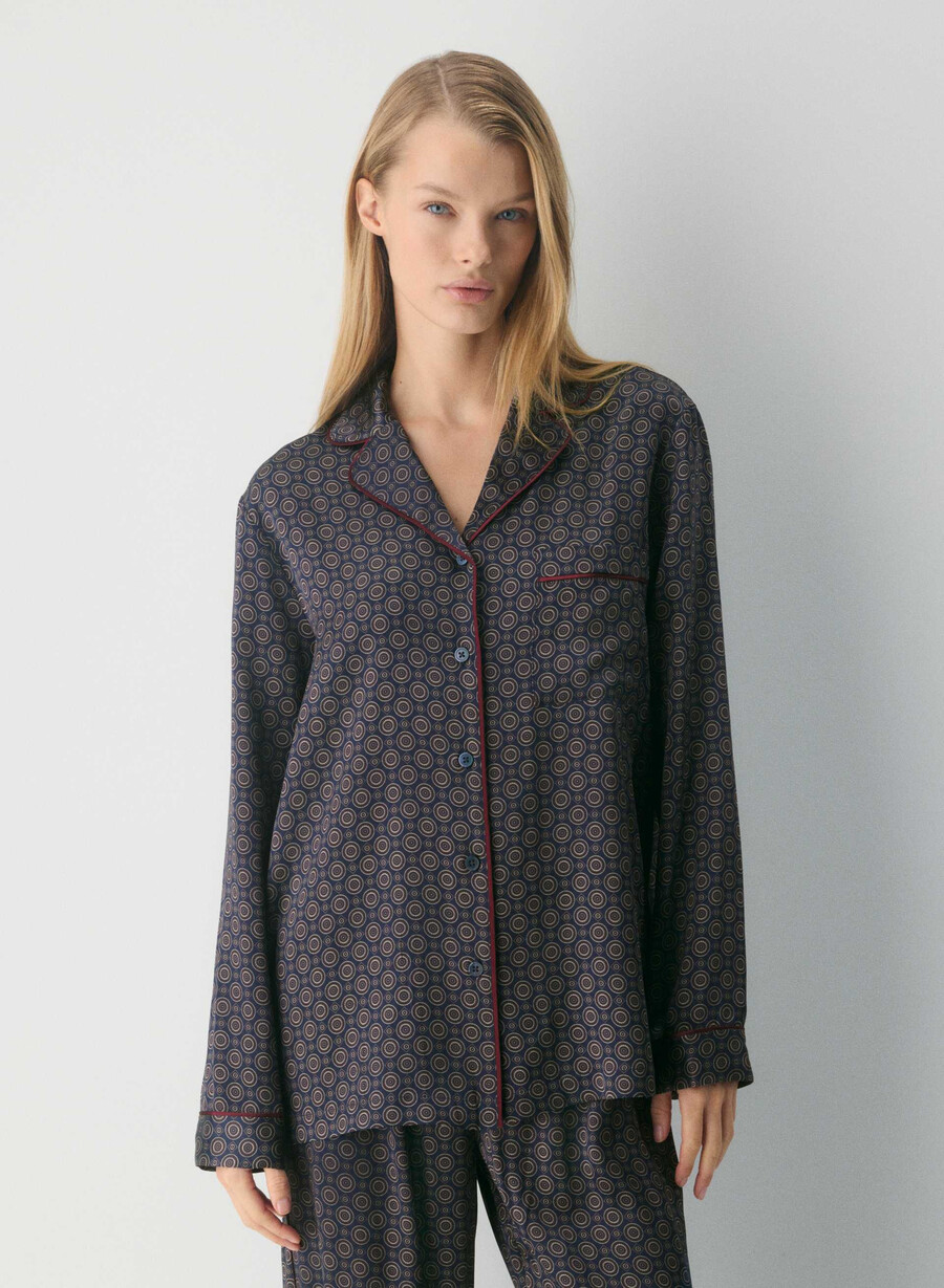 camicia da pigiama in seta nightside admiralcardamon