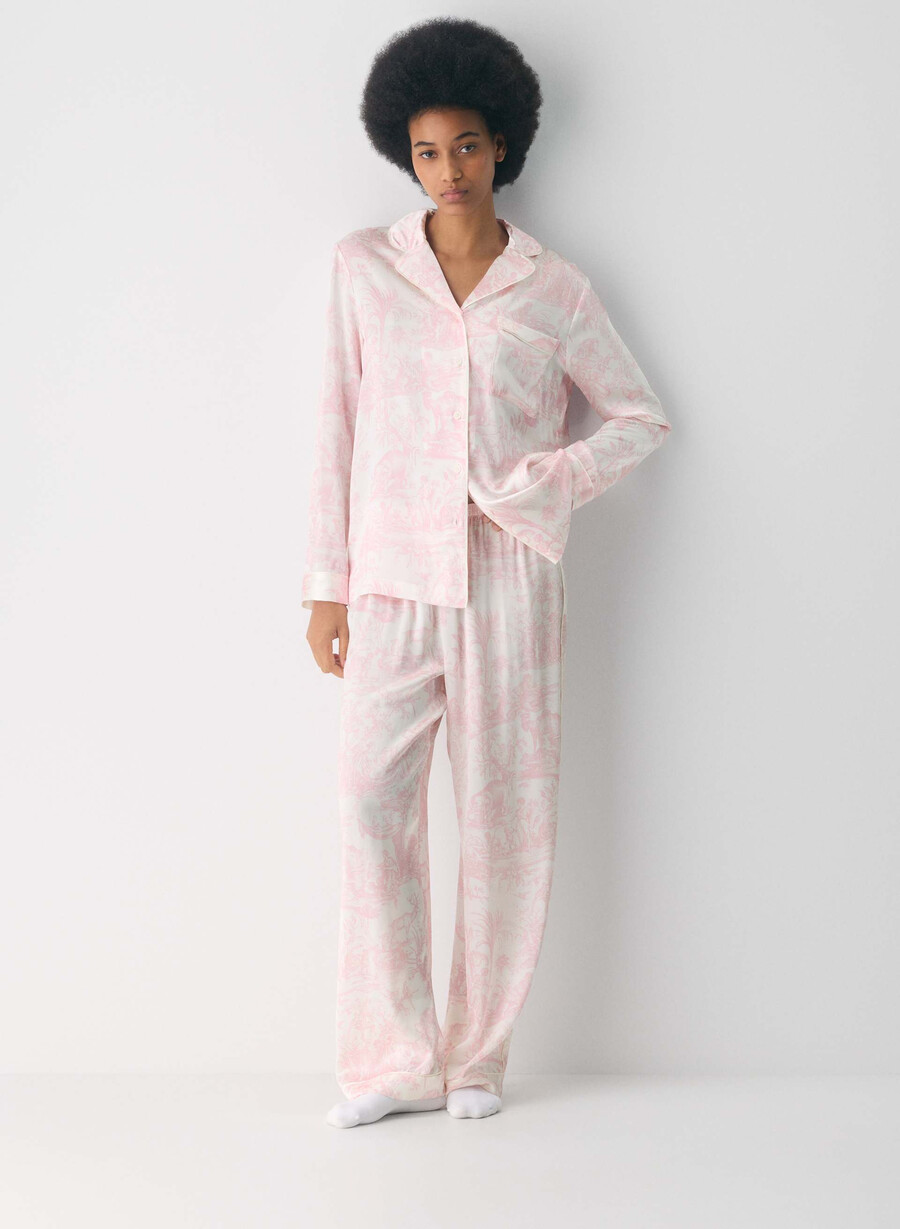 camicia da pigiama in seta nightside lght bch dk cpd pnk