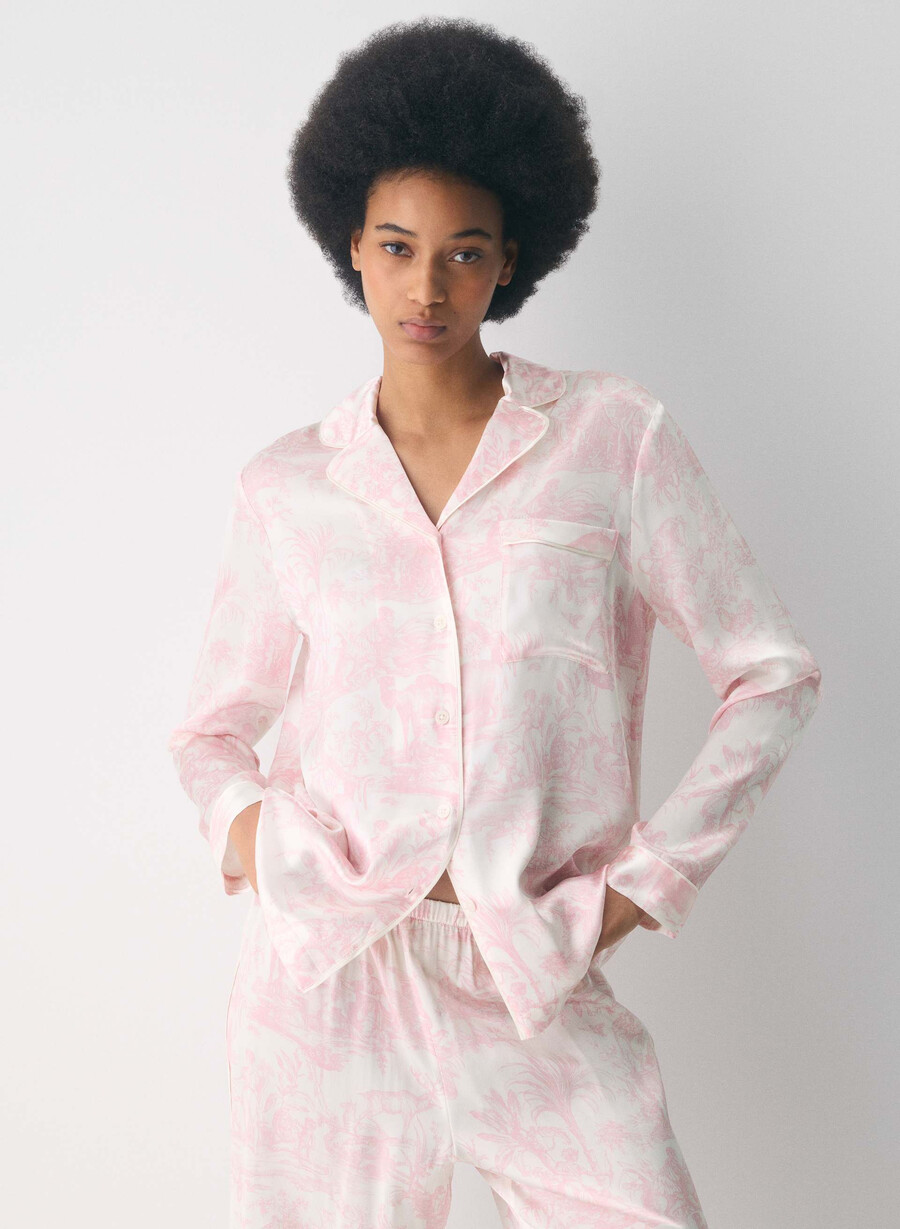camicia da pigiama in seta nightside lght bch dk cpd pnk