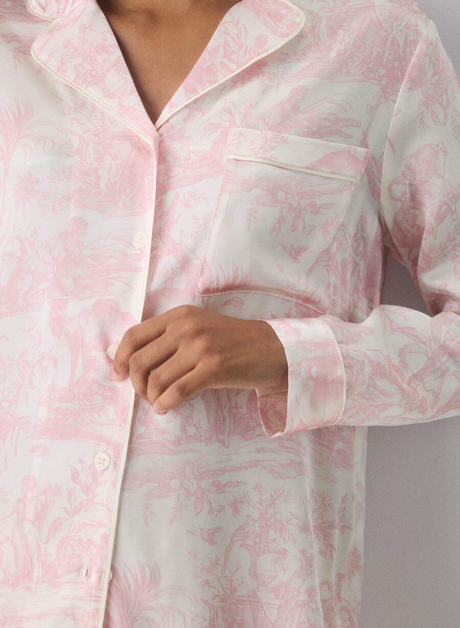 camicia da pigiama in seta nightside lght bch dk cpd pnk
