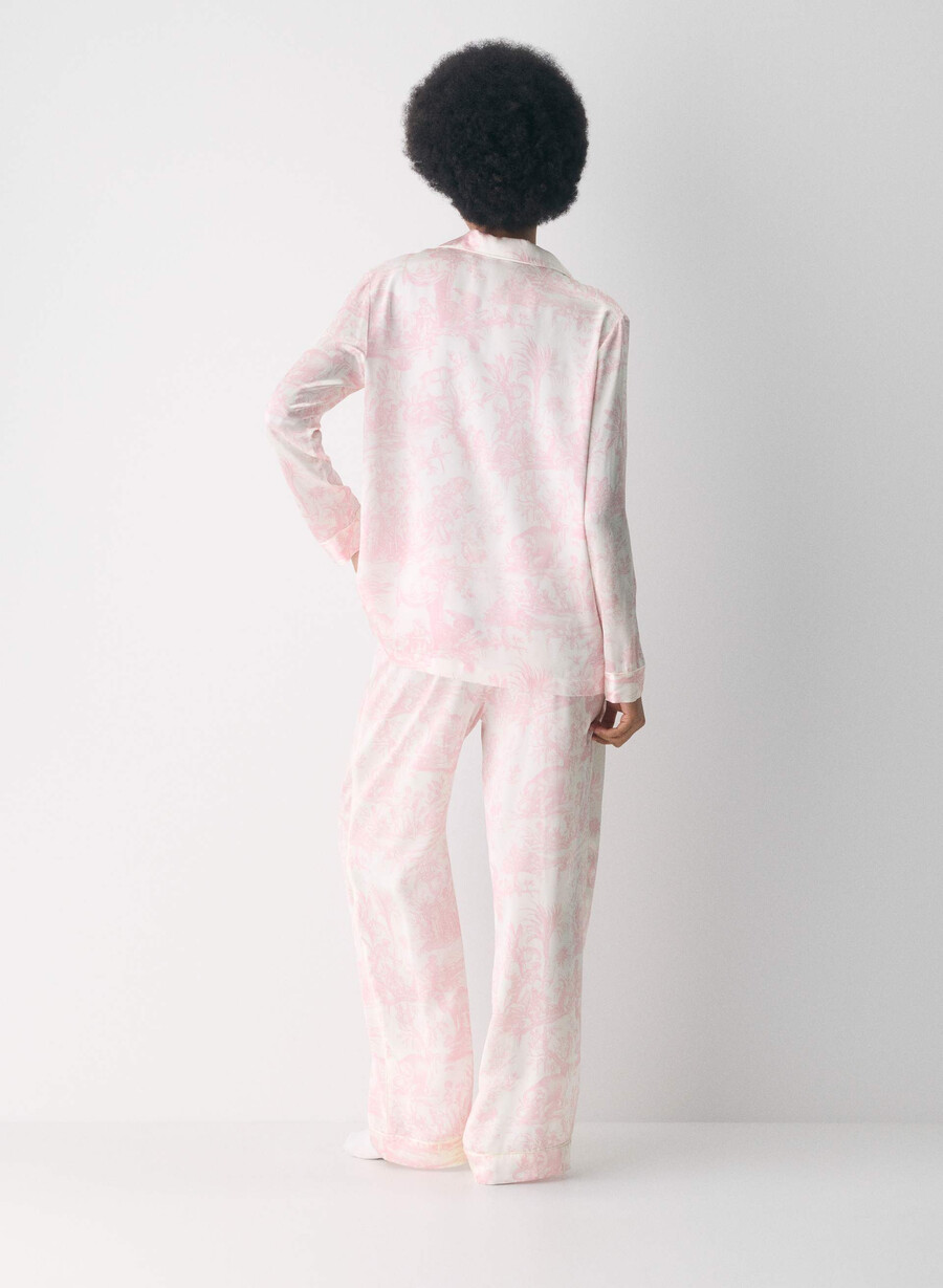 camicia da pigiama in seta nightside lght bch dk cpd pnk