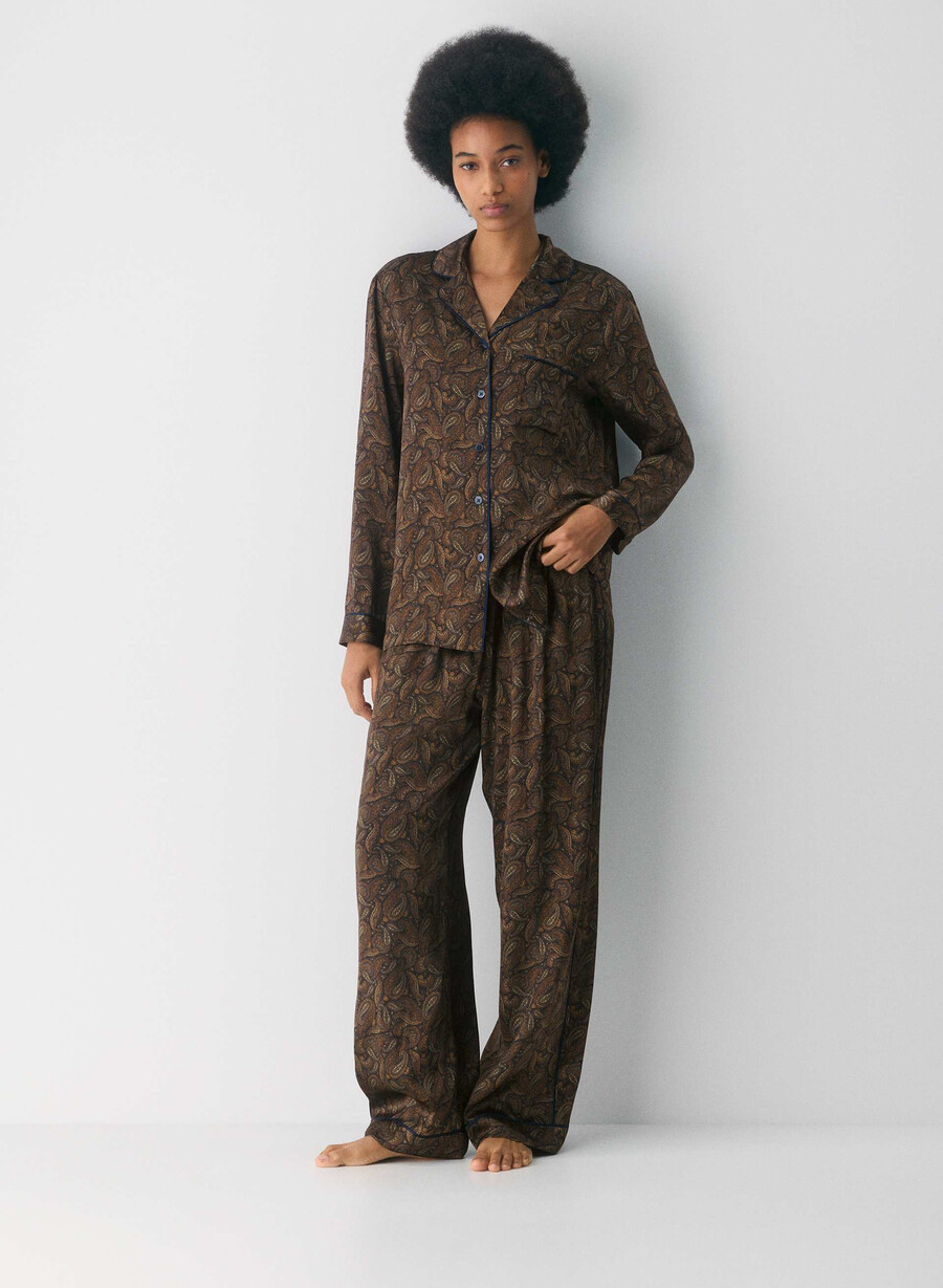 camicia pigiama in seta nightside drk nt nvycnmn
