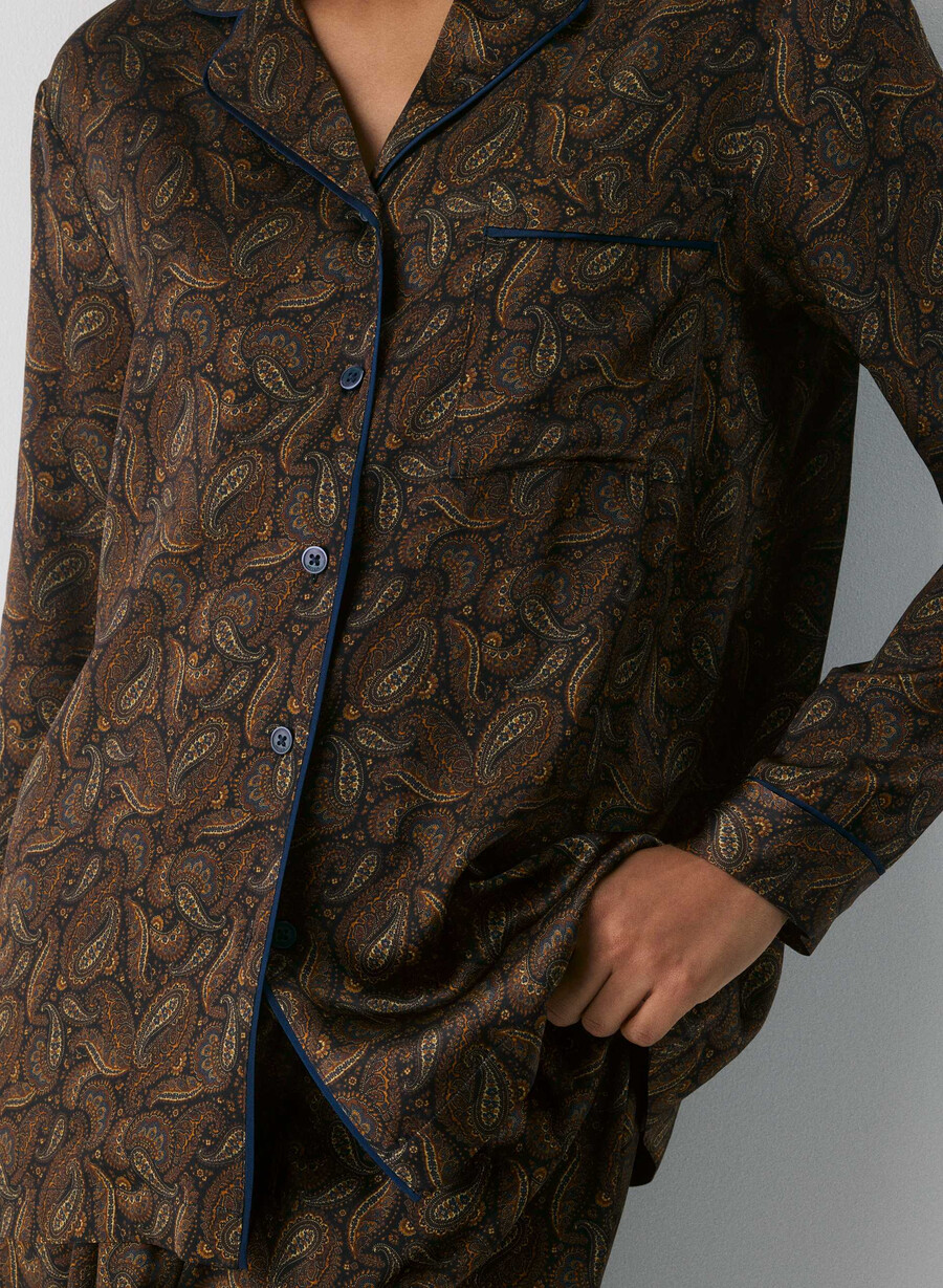 camicia pigiama in seta nightside drk nt nvycnmn