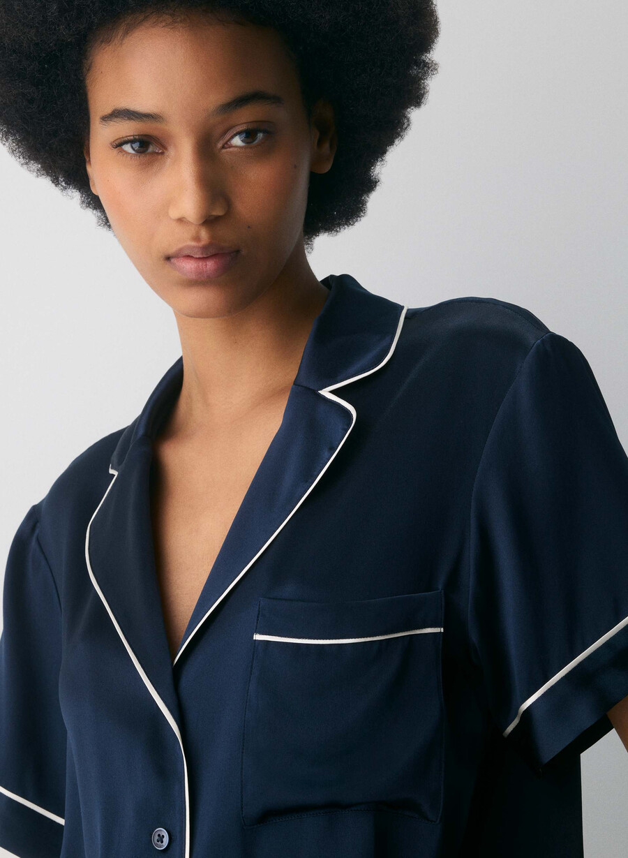 camicia da pigiama a maniche corte in seta nightside admiral