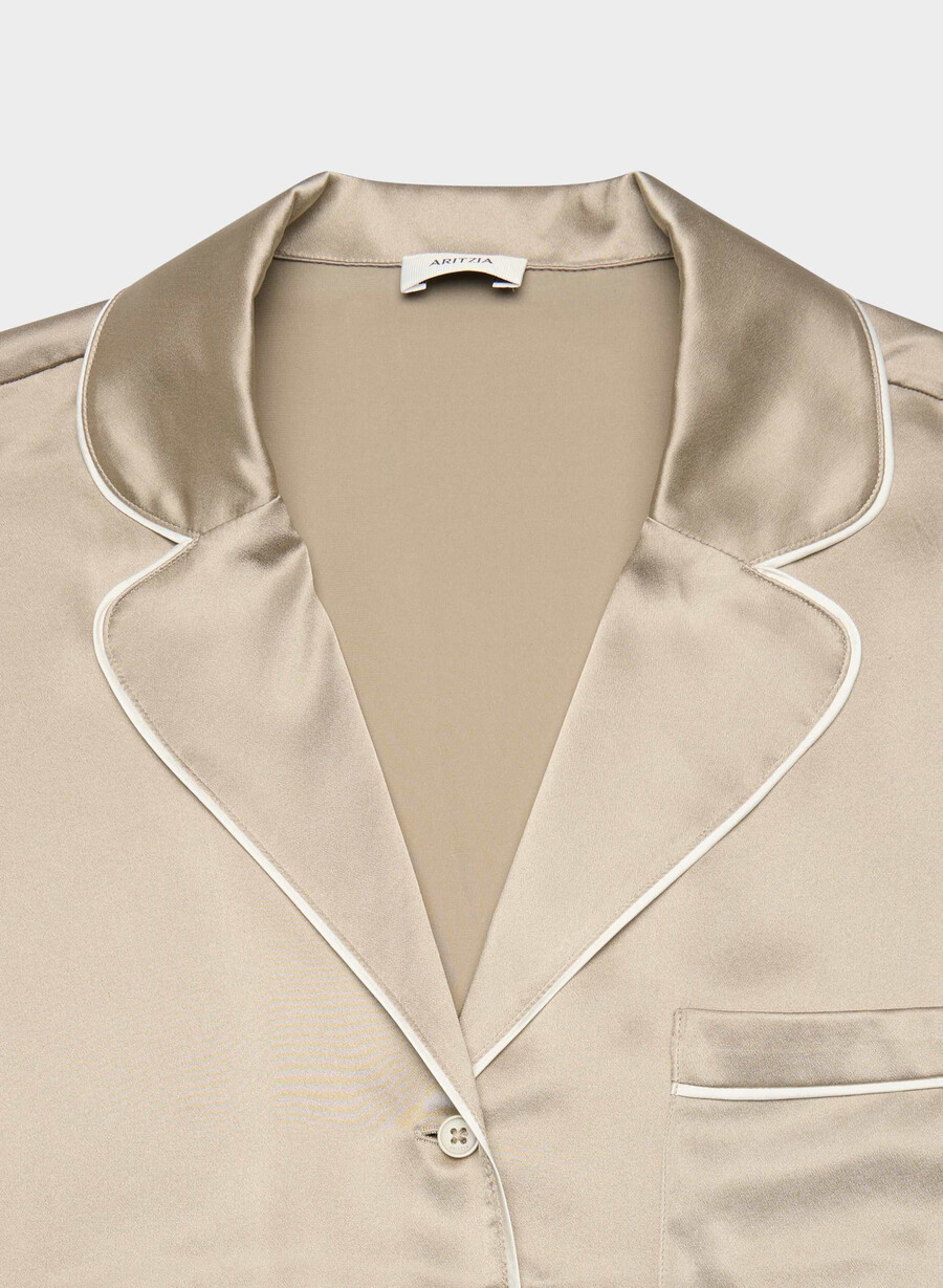 camicia da pigiama a maniche corte in seta nightside marcona beige
