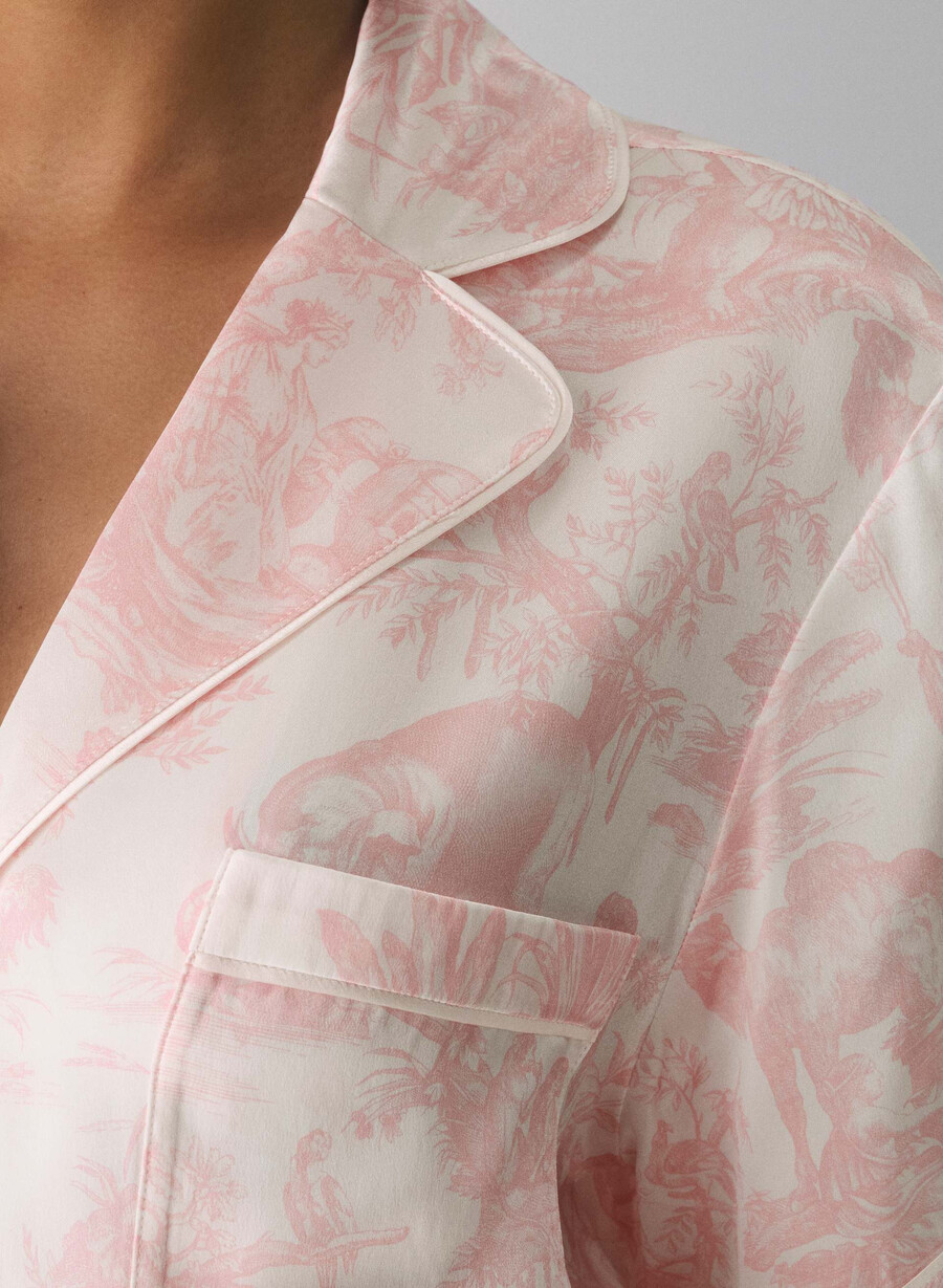 camicia da pigiama a maniche corte in seta nightside lght bch dk cpd pnk