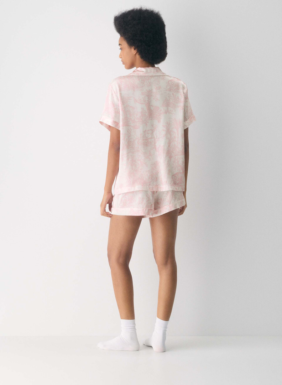 camicia da pigiama a maniche corte in seta nightside lght bch dk cpd pnk