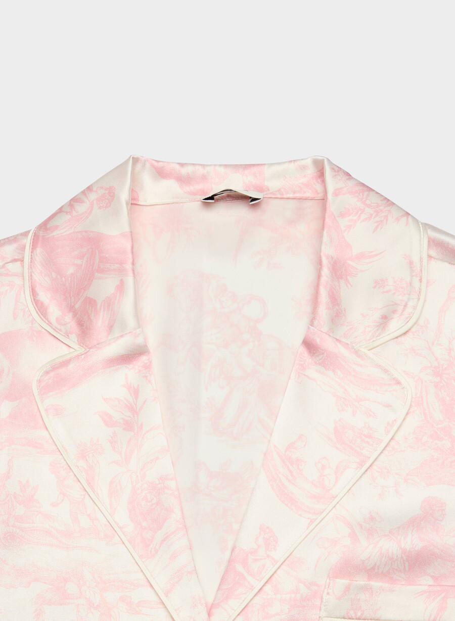 camicia da pigiama a maniche corte in seta nightside lght bch dk cpd pnk