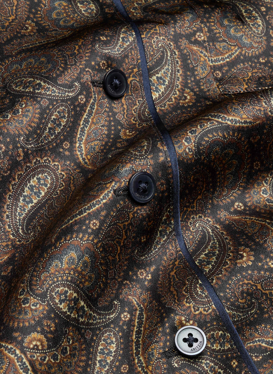camicia da pigiama a maniche corte in seta nightside drk nt nvycnmn