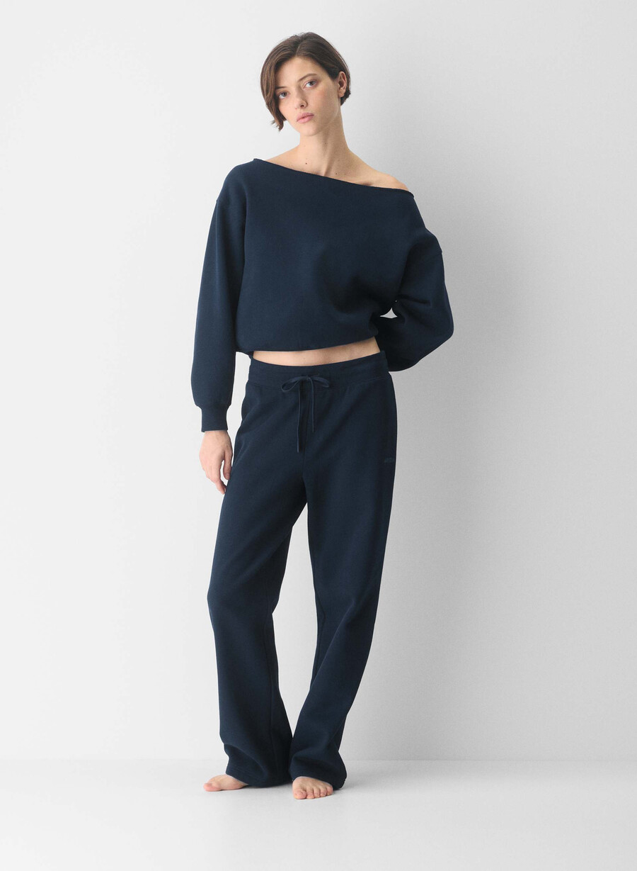 felpa con spalle scoperte in pile bf cozy sweatfleece admiral