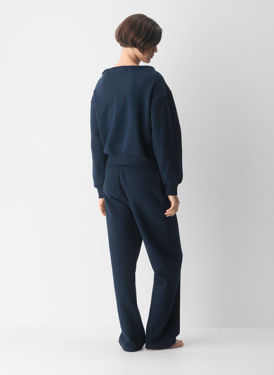 felpa con spalle scoperte in pile bf cozy sweatfleece admiral