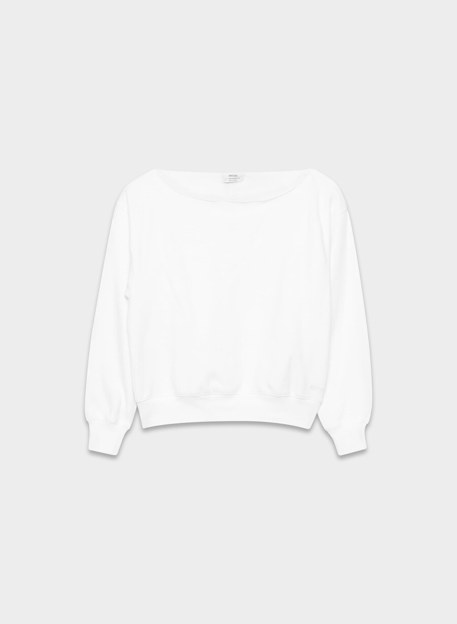 felpa con spalle scoperte cozy sweatfleece bf bianca