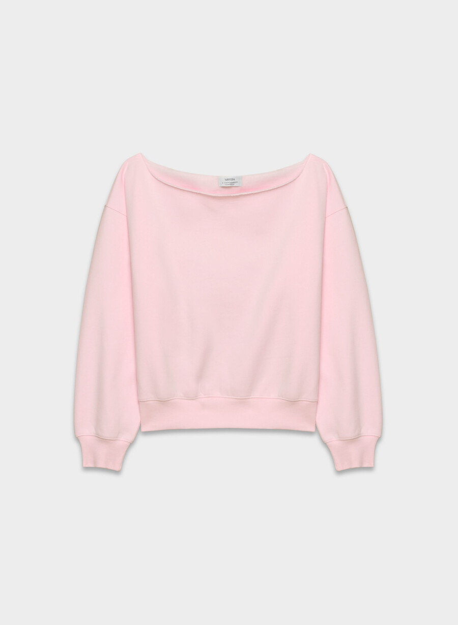felpa con spalle scoperte in pile bf cozy sweatfleece villa pink