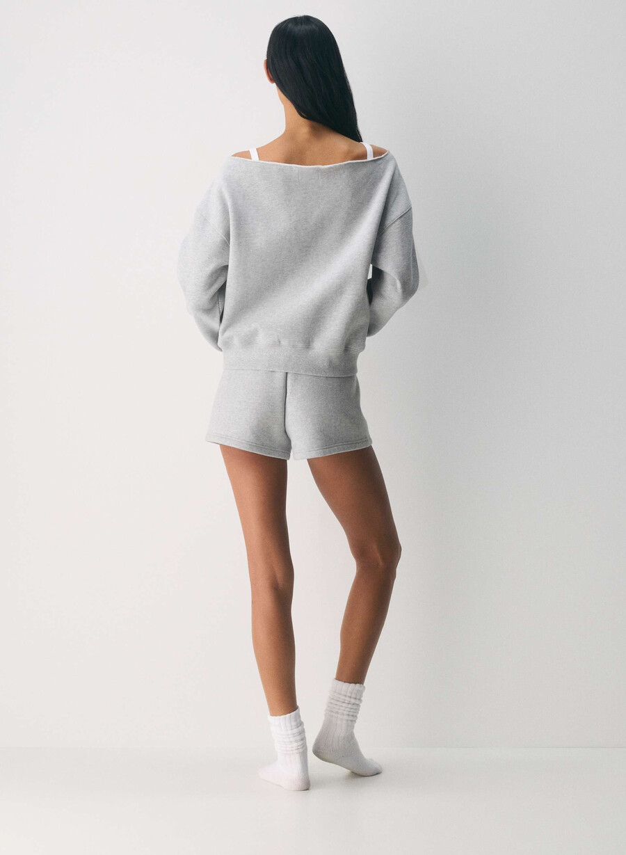 felpa con spalle scoperte in pile bf cozy sweatfleece villa pink