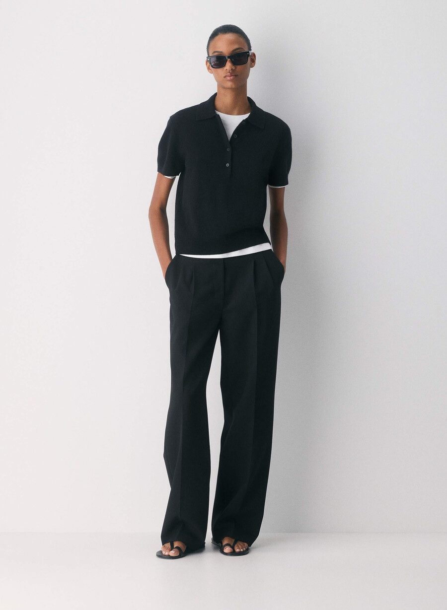maglione polo cellini in cashmere nudo nero