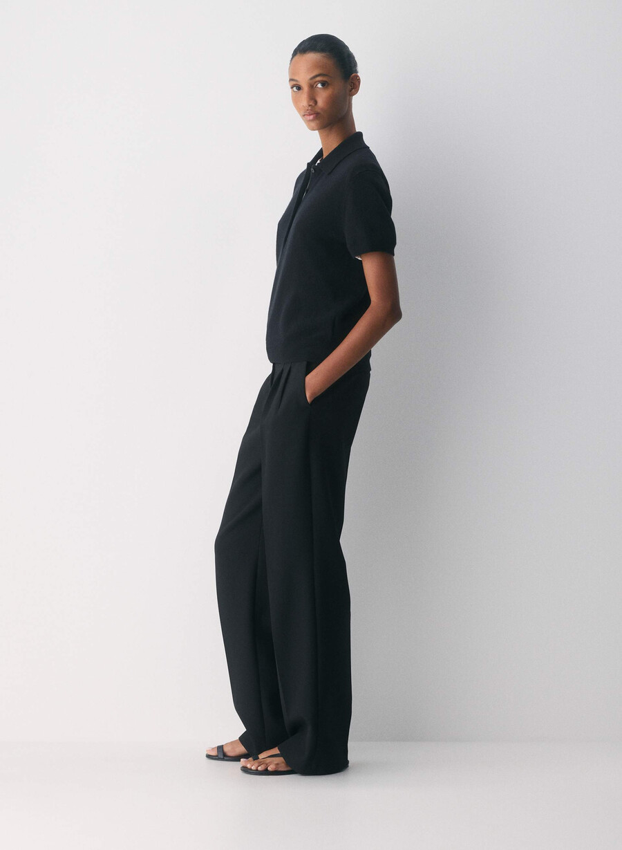 maglione polo cellini in cashmere nudo nero