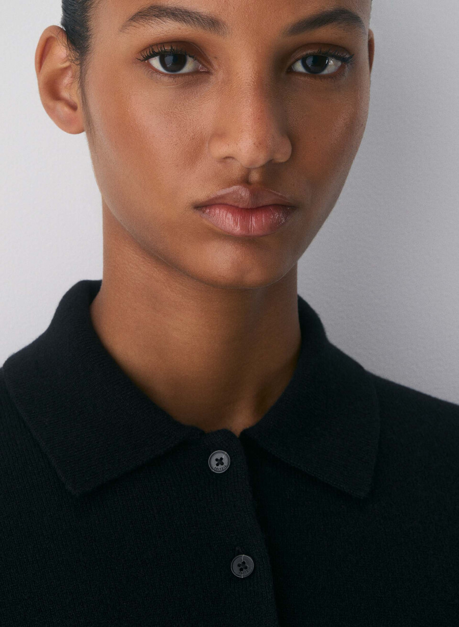 maglione polo cellini in cashmere nudo nero