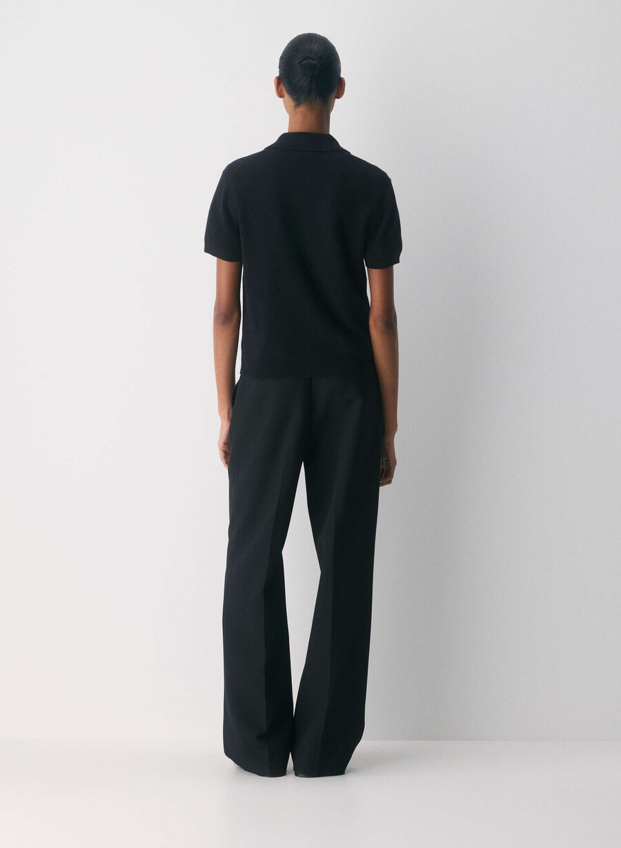 maglione polo cellini in cashmere nudo nero