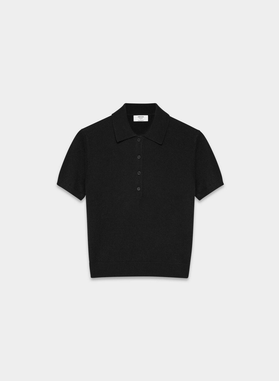 maglione polo cellini in cashmere nudo nero