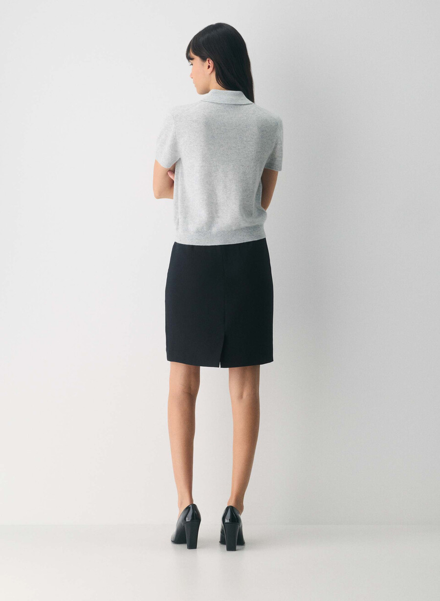 maglione polo bare cashmere cellini heather chrome