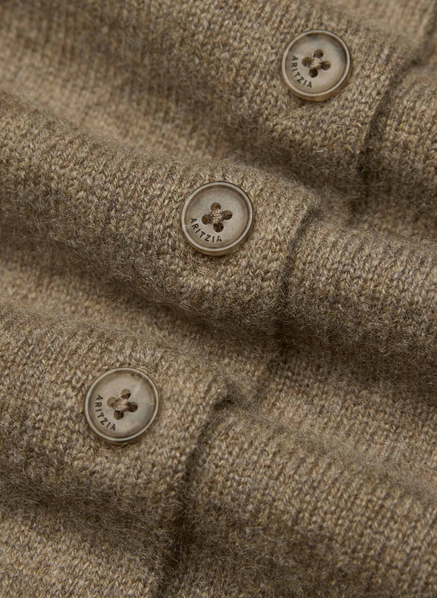 cardigan girocollo a maniche corte in cashmere bare heather folio brown