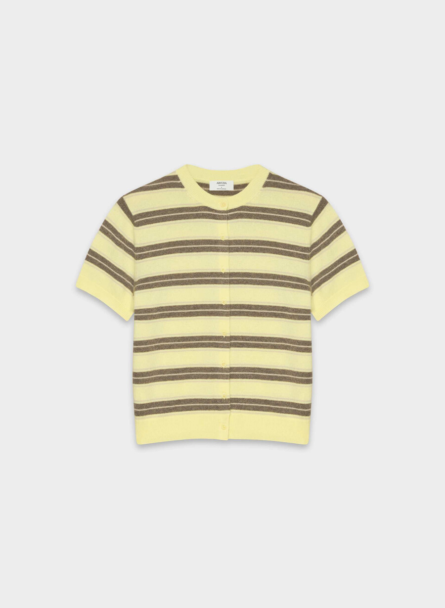 cardigan girocollo a maniche corte in cashmere bare lmndhthr fol bwn