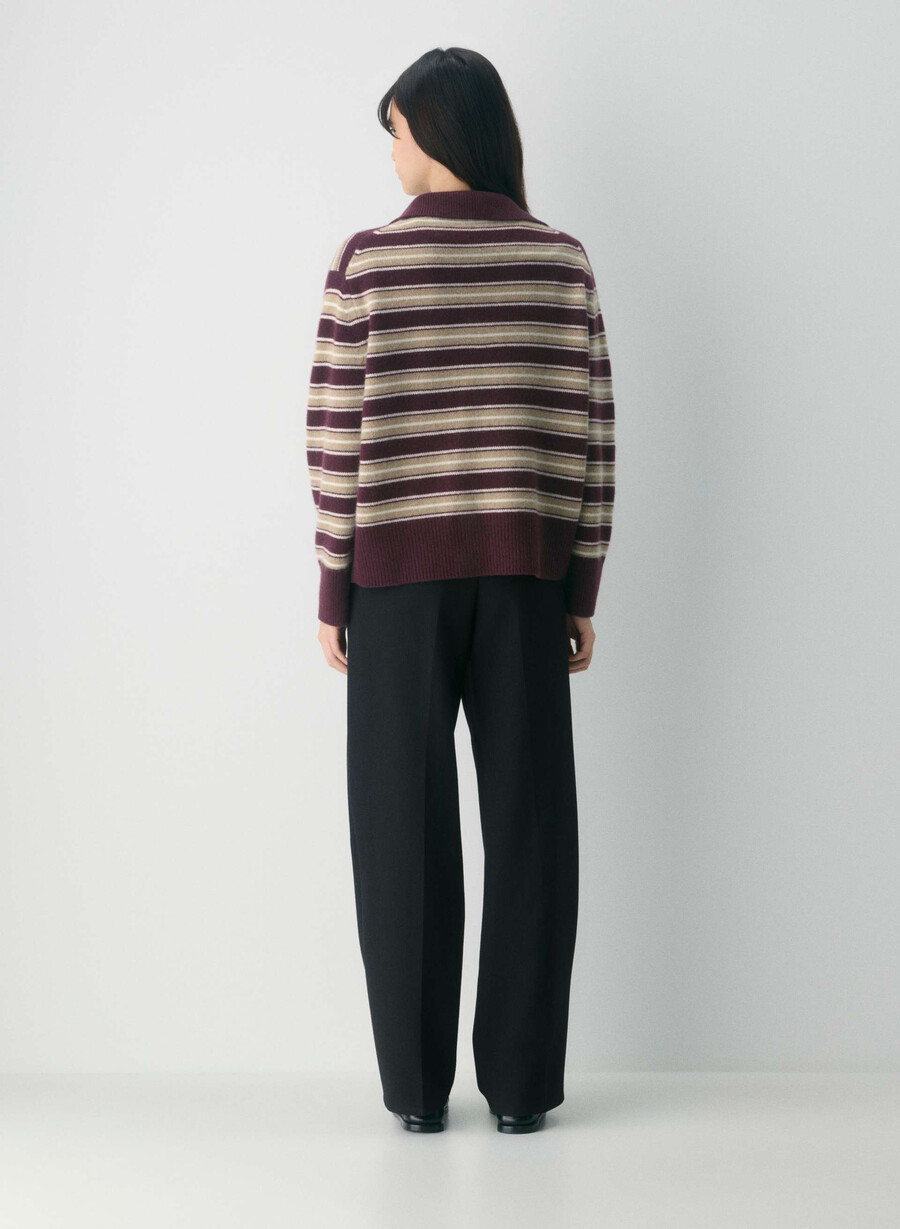 maglione polo oversize in morbido cashmere dark navy notte