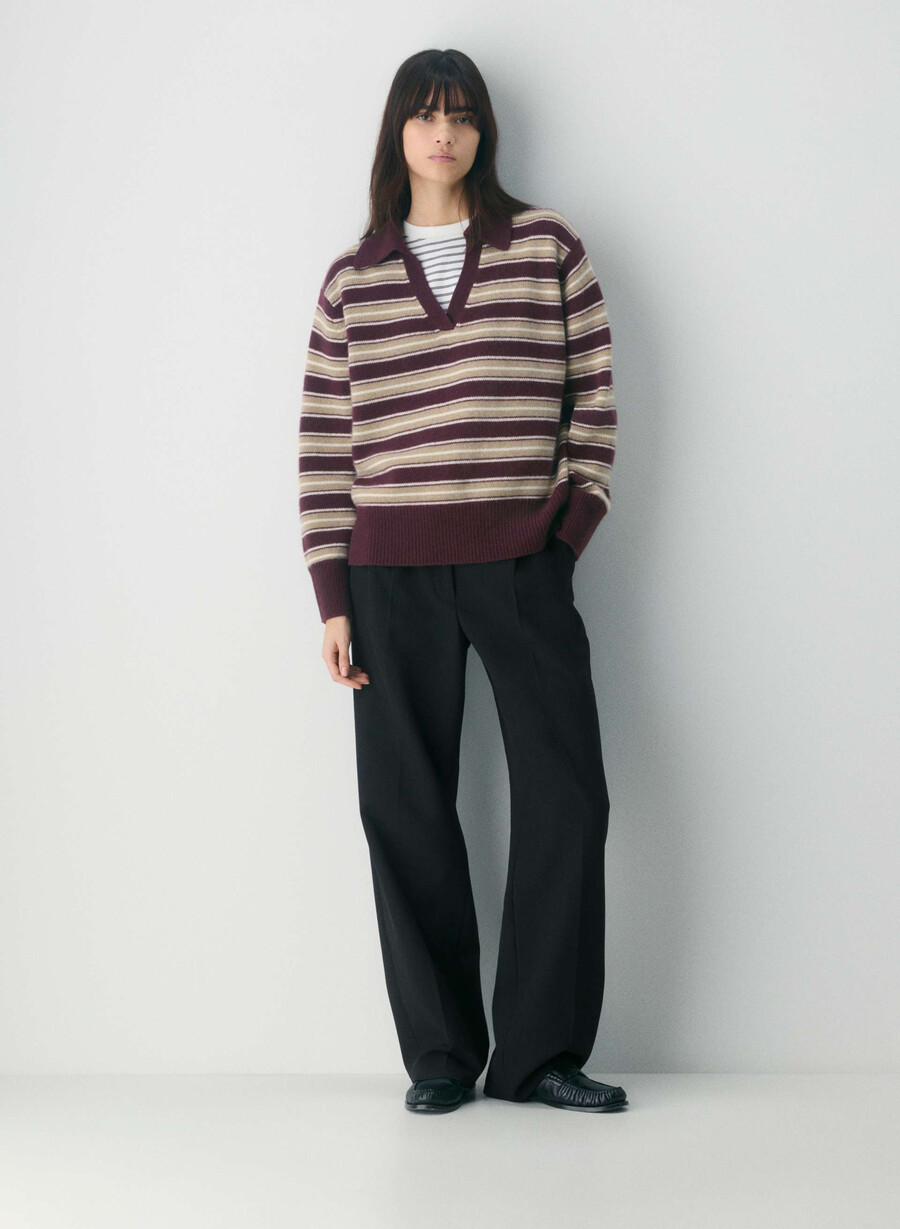maglione polo oversize in cashmere felpato whsp bianco rch m br