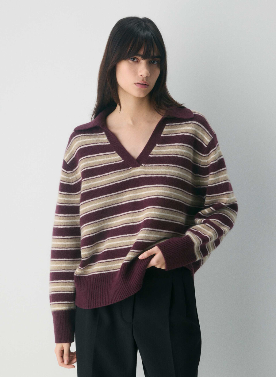 maglione polo oversize in cashmere felpato whsp bianco rch m br